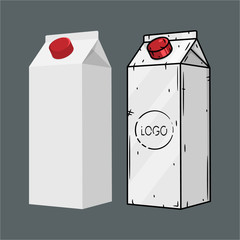 Milk or juice carton box packages blank white.