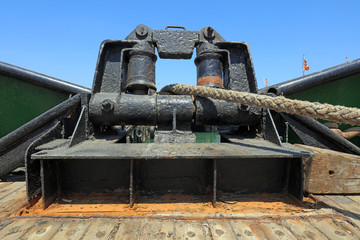 Obraz na płótnie Canvas Marine mooring rope equipment on board