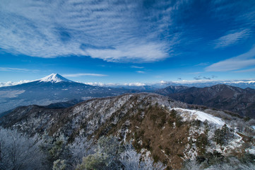 Obraz premium 富士山,三ツ峠,雪,冬,風景,青空