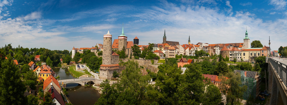 Panorama of beautiful historic city Bautzen (Budysin) in Upper Lusatia, Saxony, Germany, Europe