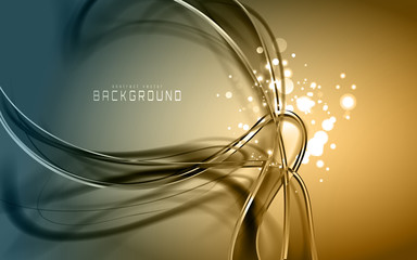 Abstract  golden luxury background. Spark festive vector frame with glowing fibers.