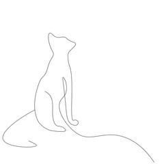 Cat animal line drawing vector illustration