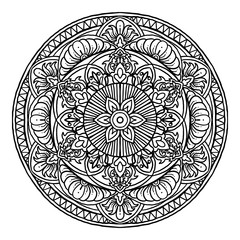 Outline Mandala decorative round ornament, hand drawn style - vector oriental ornament