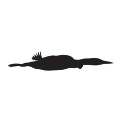 Common Loon (Gavia Immer) Silhouette Vector Found In North America
