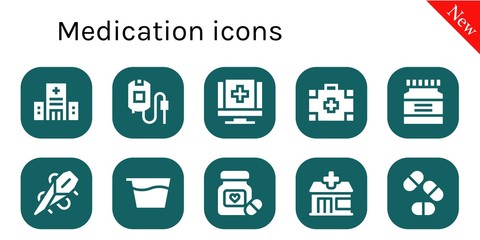Modern Simple Set of medication Vector filled Icons