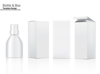 Bottle Mock up Realistic Cosmetic and Box for Skincare Product on White Background Illustration. Health Care and Medical Concept Design.