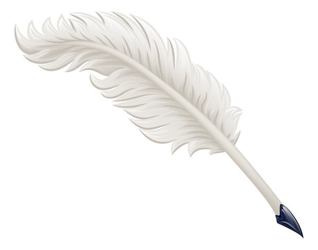 A quill feather ink vintage pen cartoon illustration