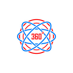 360 degree radius vector icon on white background.