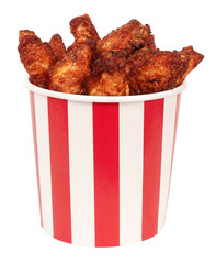 Perfect chicken wings in big red white stripes bucket box © Uros Petrovic
