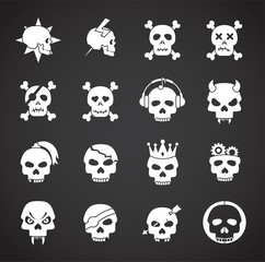Skull icons set on background for graphic and web design. Creative illustration concept symbol for web or mobile app