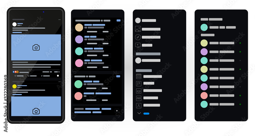 Poster set of social network photo, post frames and other pages vector illustration. inspired by social res