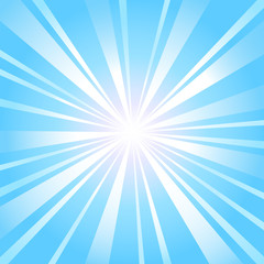 Abstract blue rays with burst, bright background. Gradient flying lines. Vector sparkling background