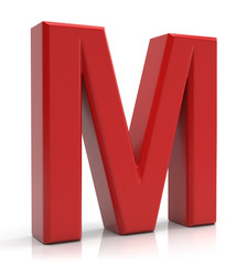 Letter M isolated on white background.