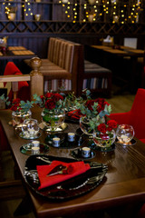 vertical photo of a beautifully decorated and served table