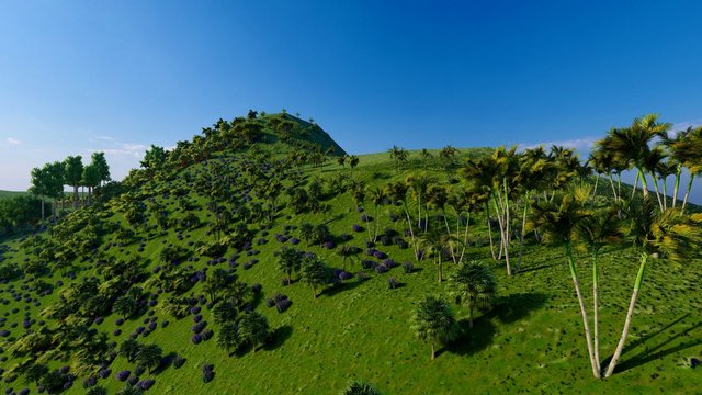 Jungle hills in Okinawa, Japan 3d rendering
