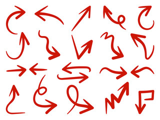 Hand drawn red arrow mark icons vector