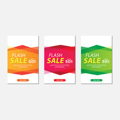 Flash sale ads banner orange, pink, green