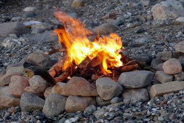 fire in fireplace