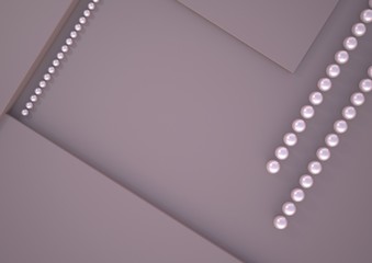 Obraz premium Geometric rectangular background, decorated with pearls. 3D illustration