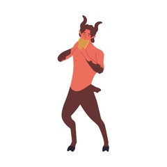 Greek mythology creature satyr vector flat illustration