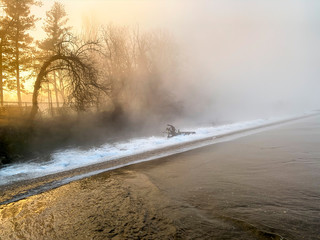 Mist on the river Adda in northern Italy.