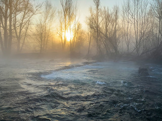 Mist on the river Adda in northern Italy.