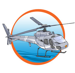 helicopter Isolated on white background in red circle.