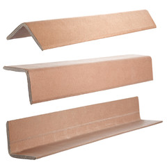 Industrial protection cardboard corner for protecting items during transport. Set of three product angles. - 322284560