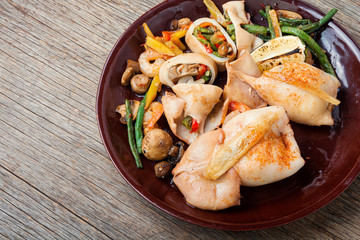 Roasted whole squid