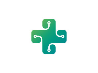 Medical and technology logo symbol or icon template