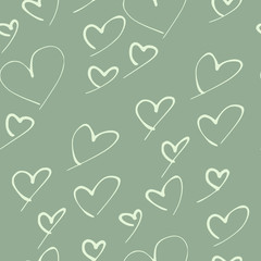 Heart shape tileable pattern - modern green and white colors