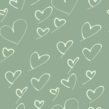 Heart shape tileable pattern - modern green and white colors