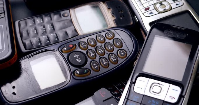 Group of old and obsolete mobile phone