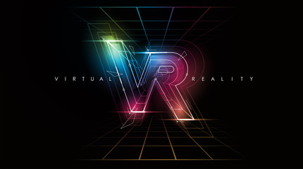 VR logo layout. Modern template for web and print. Virtual reality concept.