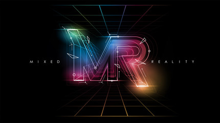 MR logo layout. Modern template for web and print. Mixed reality concept.