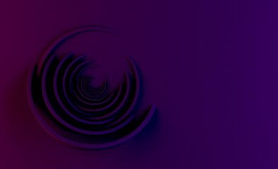 Purple digitally altered close-up photograph of abstract architecture fragment. Distinctive contemporary composition with geometric structure in black and blue colors of twilight.