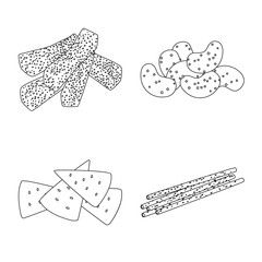 Vector illustration of product and menu icon. Set of product and flavor stock vector illustration.