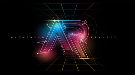 AR logo layout. Modern template for web and print. Augmented reality concept.