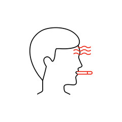 Temperature, flu icon vector outline style