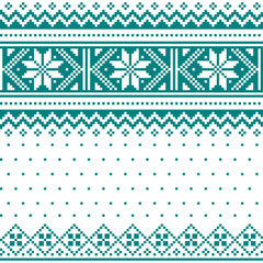 Winter, Christmas Fair Isle style traditional knitwear vector seamless pattern, retro Scottish knit repetitive design with snowflakes  © redkoala