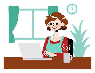 laptop computer woman house 