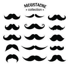 Set of Silhouette Mustache icon.