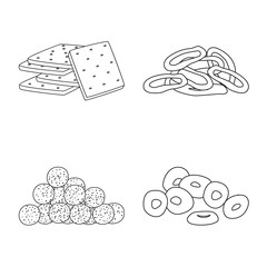 Isolated object of product and menu icon. Collection of product and flavor stock vector illustration.