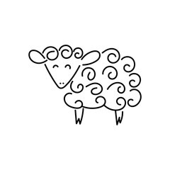 Vector sheep or ram icon, logo, template. Silhouette modern emblem for market, internet, design, decoration.