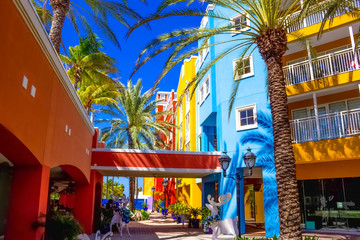 Willemstad, Curacao, Netherlands - Specific coloured buildings in Curacao