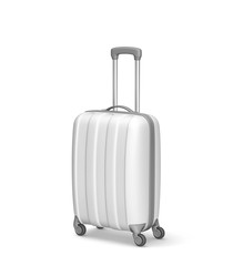 White suitcase isolated on white. Clipping path included