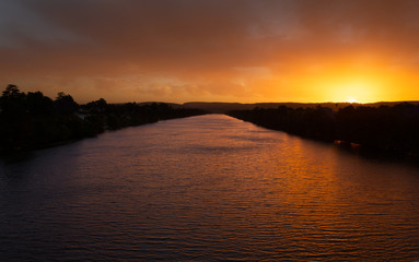 Scenic views of Nepean River Penrith in pretty sunset colours