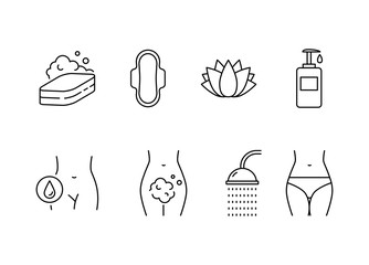 Intimate hygiene vector icons set line style