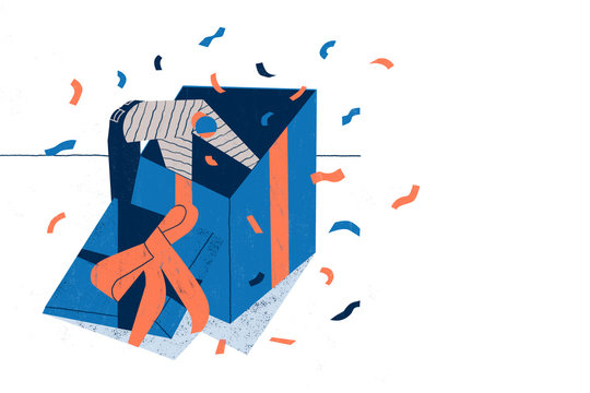 Customer man unbox big surprise giveaway, commercial banner ads