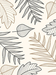 Seamless pattern of hand drawn leaves.